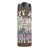 Retro Happy Mind Happy Life Thermosbeker (Voorkant)