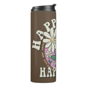 Retro Happy Mind Happy Life Thermosbeker (Gedraaid links)