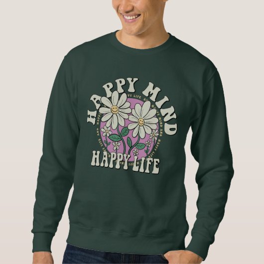 Retro Happy Mind Happy Life Trui (Voorkant)