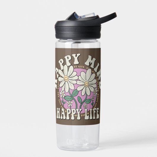Retro Happy Mind Happy Life Waterfles (Links)