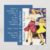 Retro Happy Mothers & Daughters Sociale Uitnodigin Kaart (Voorkant / Achterkant)