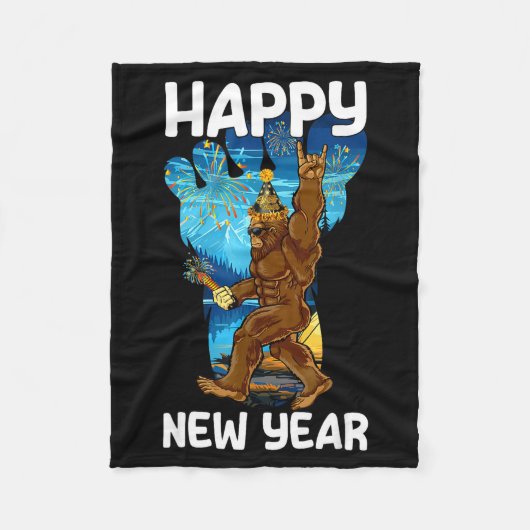 Retro Happy New Year 2026 Bigfoot Lovers New Years Fleece Deken (Voorkant)