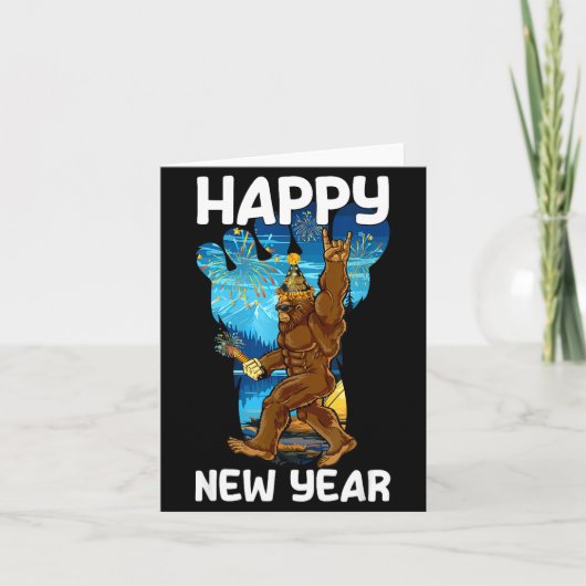 Retro Happy New Year 2026 Bigfoot Lovers New Years Kaart (Voorkant)