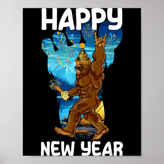 Retro Happy New Year 2026 Bigfoot Lovers New Years Poster (Voorkant)