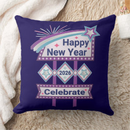 Retro Happy New Year Sign – Celebrate Marquee Kussen