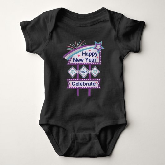 Retro Happy New Year Sign – Celebrate Marquee Romper (Voorkant)