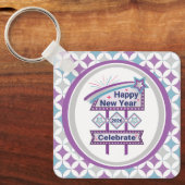 Retro Happy New Year Sign – Celebrate Marquee Sleutelhanger (Voorkant)