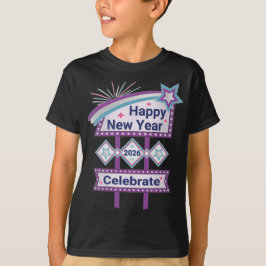 Retro Happy New Year Sign – Celebrate Marquee T-shirt