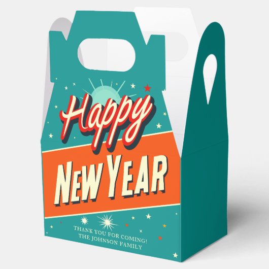 Retro Happy Nieuwjaar Bedankdoosjes (Geopend)