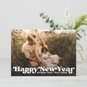 Retro Happy Nieuwjaar foto Feestdagenkaart (Staand voorkant)