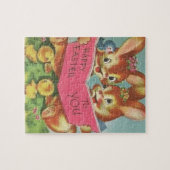  Retro Happy PaasBunnies en Chicken Legpuzzel (Horizontaal)