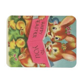  Retro Happy PaasBunnies en Chicken Magneet (Horizontaal)