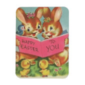  Retro Happy PaasBunnies en Chicken Magneet (Verticaal)