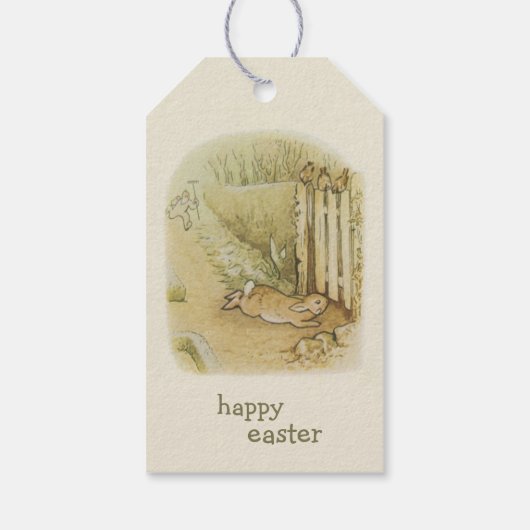  Retro Happy Paast Bunny Rabbit Cadeaulabel (Achterkant)