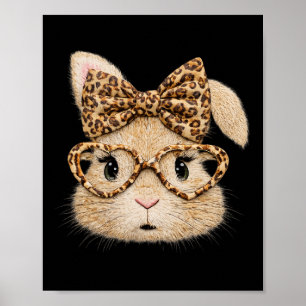 Retro Happy Pasen Konijn Coquette Luipaard Konijn Poster