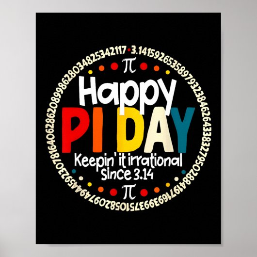  retro Happy Pi Day houdt het irrationeel Poster (Voorkant)