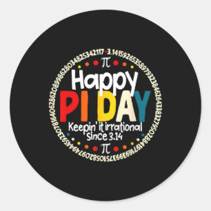 retro Happy Pi Day houdt het irrationeel Ronde Sticker