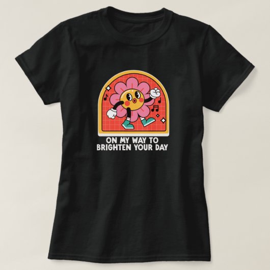 Retro Happy Positive Daisy T-shirt (Design voorkant)