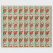 Retro Happy Santa Claus Riding a Bike Cadeaupapier (Vlak)