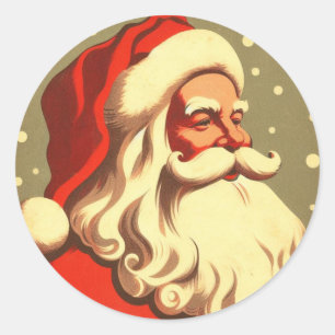 Retro Happy Santa Ronde Sticker