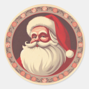 Retro Happy Santa  Ronde Sticker