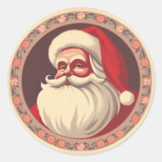 Retro Happy Santa Ronde Sticker