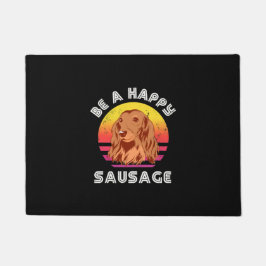 Retro Happy Sausage Dog Deurmat