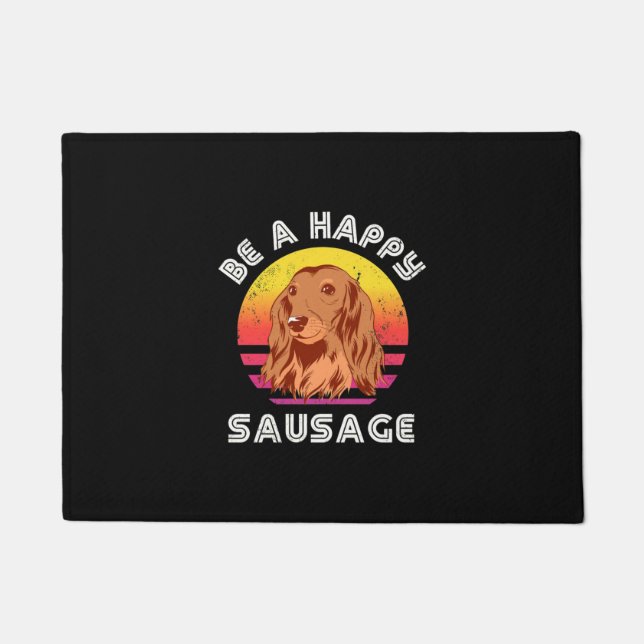 Retro Happy Sausage Dog Deurmat (Voorkant)