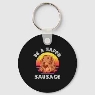 Retro Happy Sausage Dog Sleutelhanger