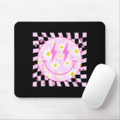 Retro Happy Smile Face Checkered Pattern Nk Daisy Muismat (Met muis)