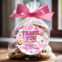 Retro Happy Smile Face Roze Geruit Bedankt