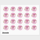 Retro Happy Smile Face Roze Geruit Bedankt Ronde Sticker (Vel)