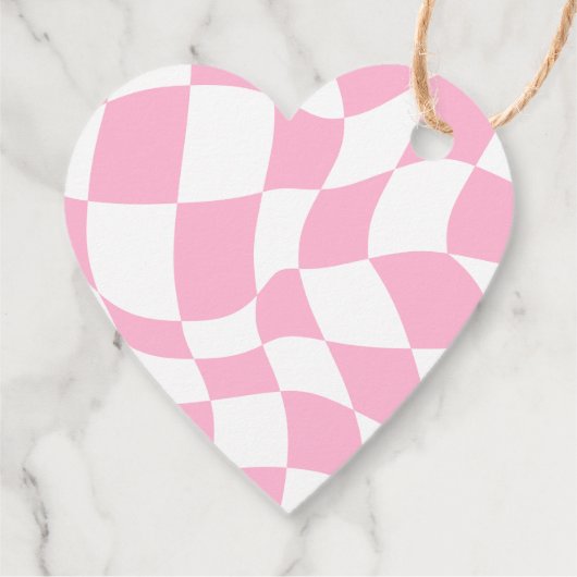 Retro Happy Smile Face Roze geruite leuke verjaard Bedankjes Labels (Achterkant)