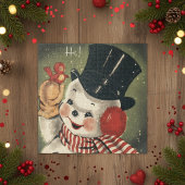  Retro Happy Snowman Holiday Legpuzzel