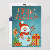 Retro Happy Snowman Merry-kerstfoto Feestdagenkaart (Voorkant / Achterkant)