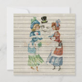 Retro |  Happy Snowman met dames Feestdagenkaart (Voorkant)