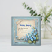 Retro Happy Spring kaart vergeet me niet bloemen (Staand voorkant)