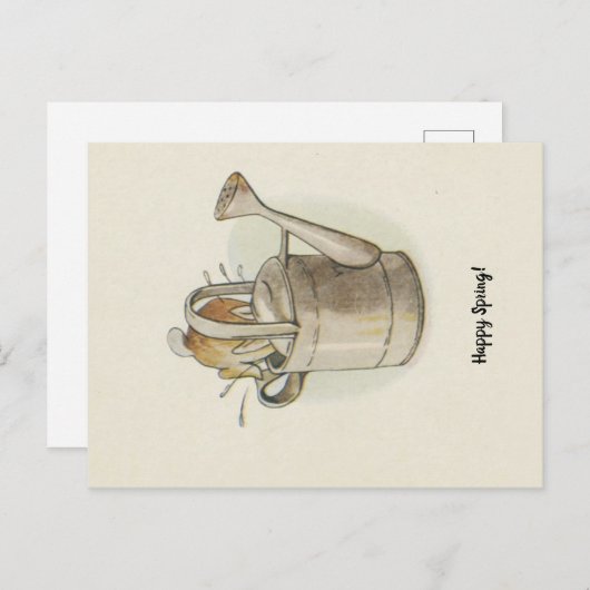  Retro Happy Spring Pasen Bunny Rabbit Briefkaart (Voorkant / Achterkant)