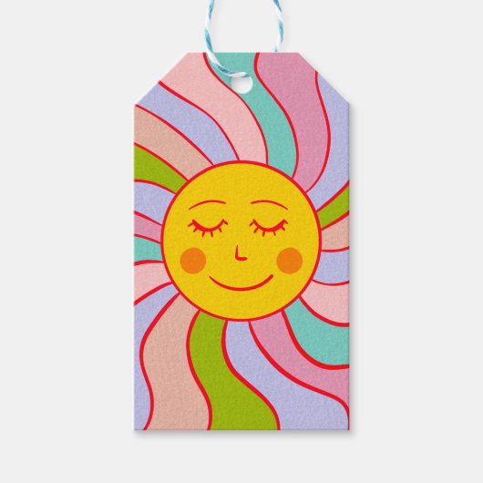 Retro happy sun cadeaulabel (Voorkant)