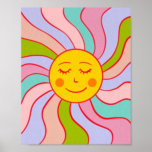Retro happy sun poster (Voorkant)