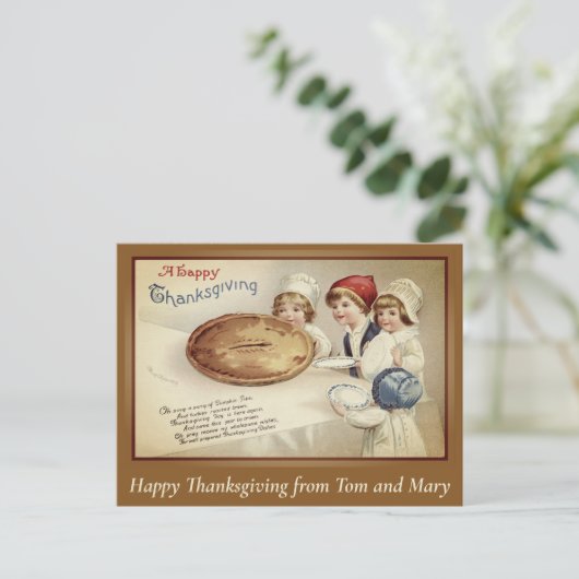  Retro Happy Thanksgiving Custom Briefkaart (Staand voorkant)