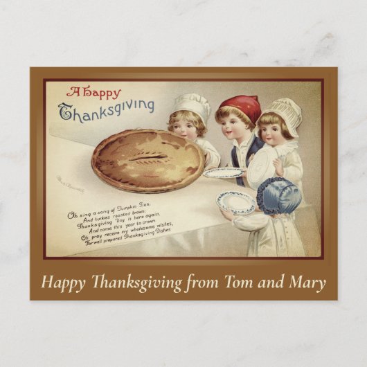  Retro Happy Thanksgiving Custom Briefkaart (Voorkant)