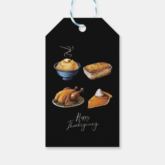 Retro Happy Thanksgiving Herfst Pumpkin Pie Cadeaulabel (Achterkant)