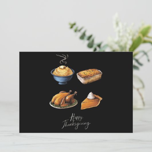 Retro Happy Thanksgiving Herfst Pumpkin Pie Feestdagenkaart (Staand voorkant)