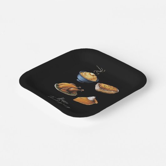 Retro Happy Thanksgiving Herfst Pumpkin Pie Papieren Bordje (Gebogen)