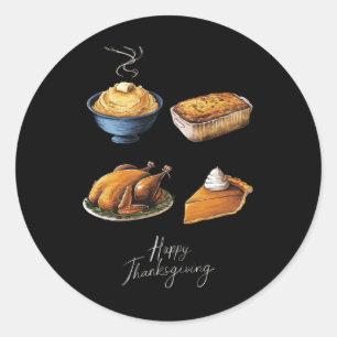 Retro Happy Thanksgiving Herfst Pumpkin Pie Ronde Sticker