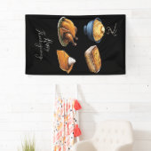 Retro Happy Thanksgiving Herfst Pumpkin Pie Spandoek (Insitu)