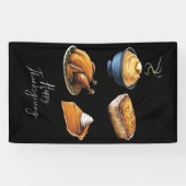 Retro Happy Thanksgiving Herfst Pumpkin Pie Spandoek (Horizontaal)