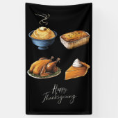 Retro Happy Thanksgiving Herfst Pumpkin Pie Spandoek (Verticaal)