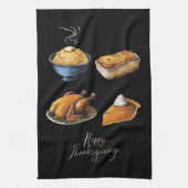 Retro Happy Thanksgiving Herfst Pumpkin Pie Theedoek (Verticaal)